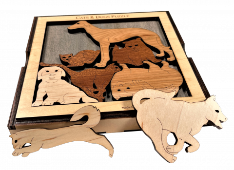 Animal Wooden Puzzles Dog And Cat Wooden Puzzle Unique Shape - Temu