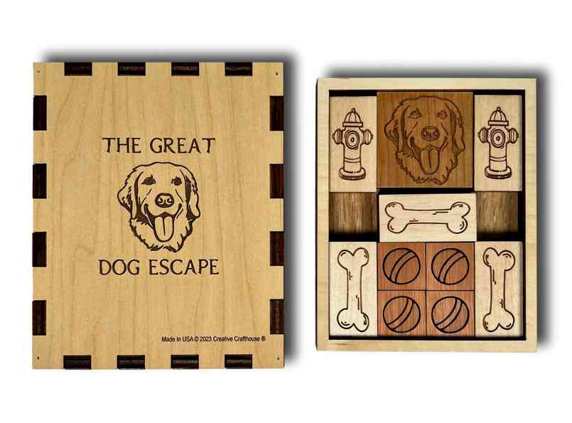 The Great Dog Escape Wooden Sliding Brain Teaser Puzzle