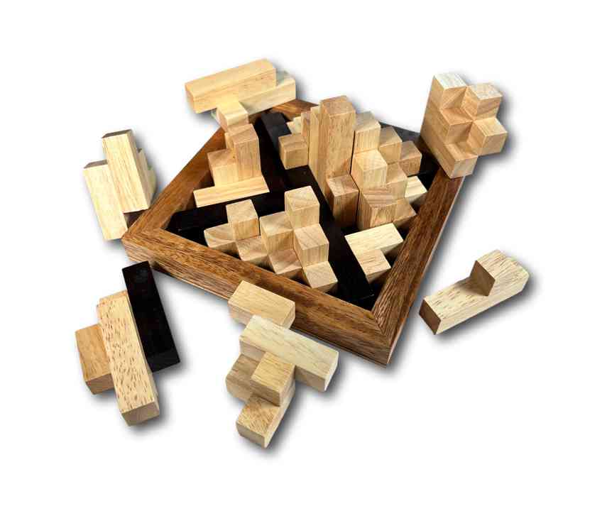 Vintage Wood Puzzle deals Brain Teaser Double Pyramid