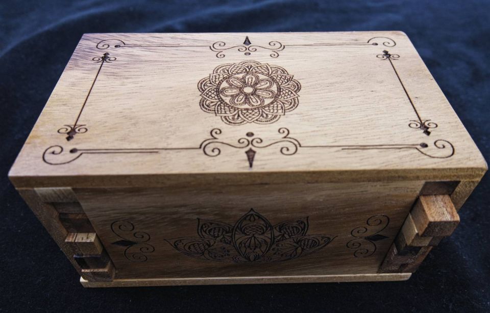 Om Secret Hidden Box Puzzle Box With Om Hand Carved Wood Puzzle Box  Decorative Wood Box Carved Om Box 