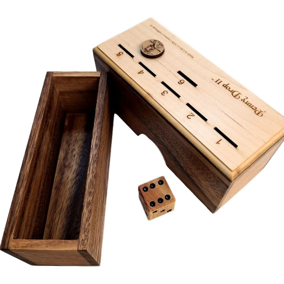 Penny Drop II game - maple top with solid hardwood box