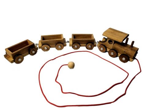 wooden train pull toy